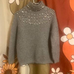 ZARA jeweled mock turtleneck knit sweater